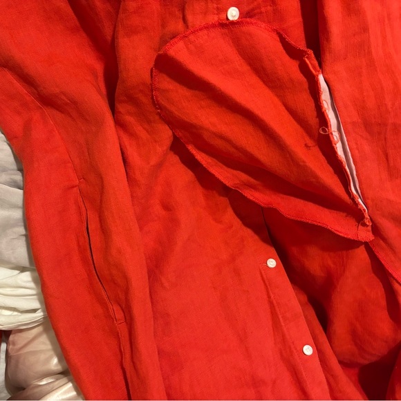 Banana Republic Alexi Linen Shirt Dress size 4 tomatoes red - Picture 6 of 9